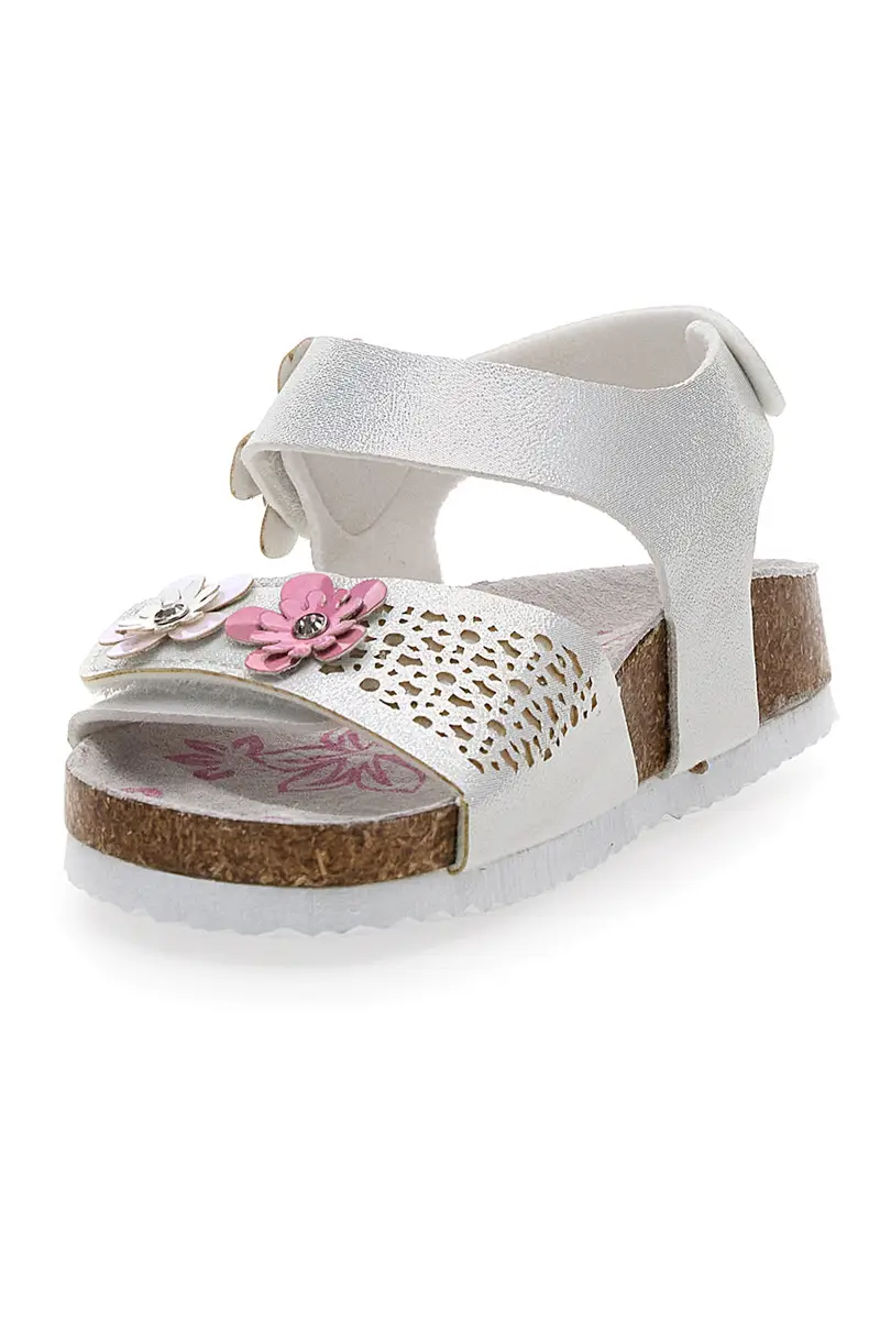 Sandali Bianchi con Glitter e Strappi In Velcro Pitt Kids 14417 miniatura 3