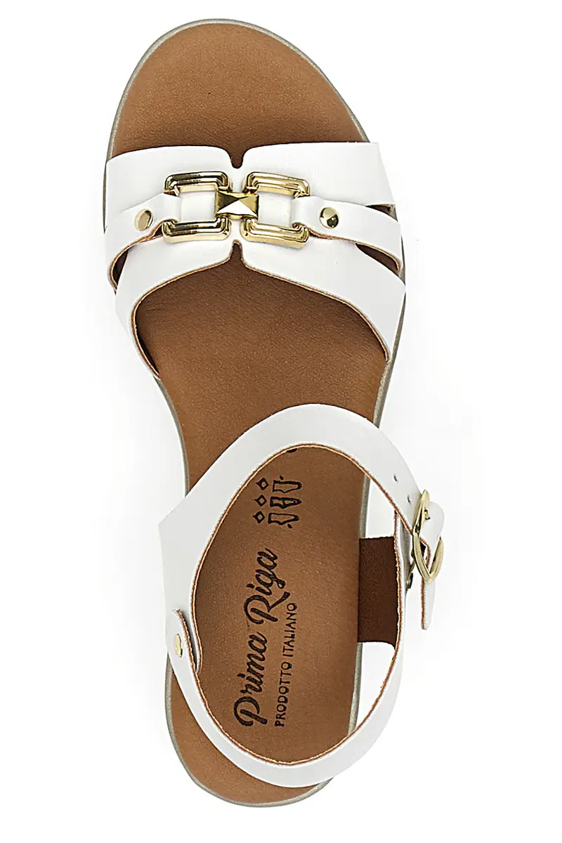 Sandali bianchi con platform e fibbia dorata Prima Riga 5 miniatura 3