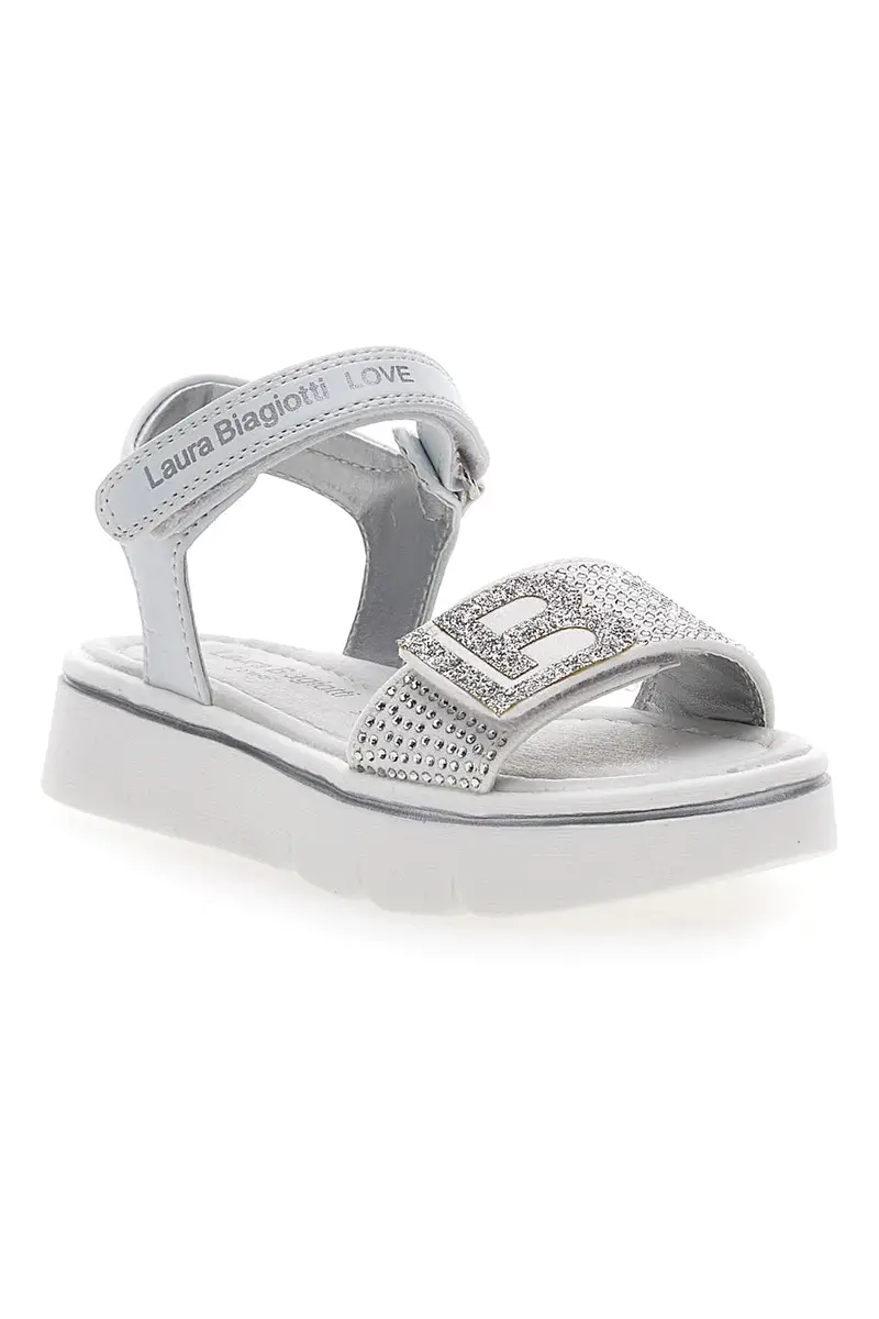 Sandali Bianchi con Strass Laura Biagiotti 9044 miniatura 2