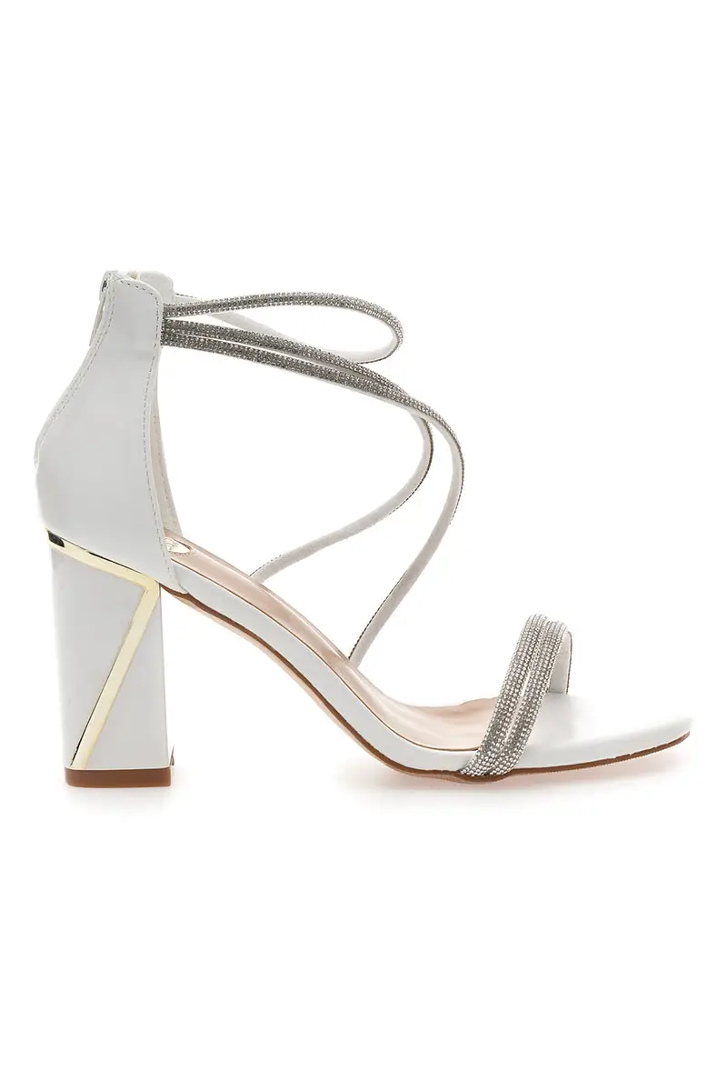Sandali bianchi con tacco e strass LE HAVRE PARIS 237