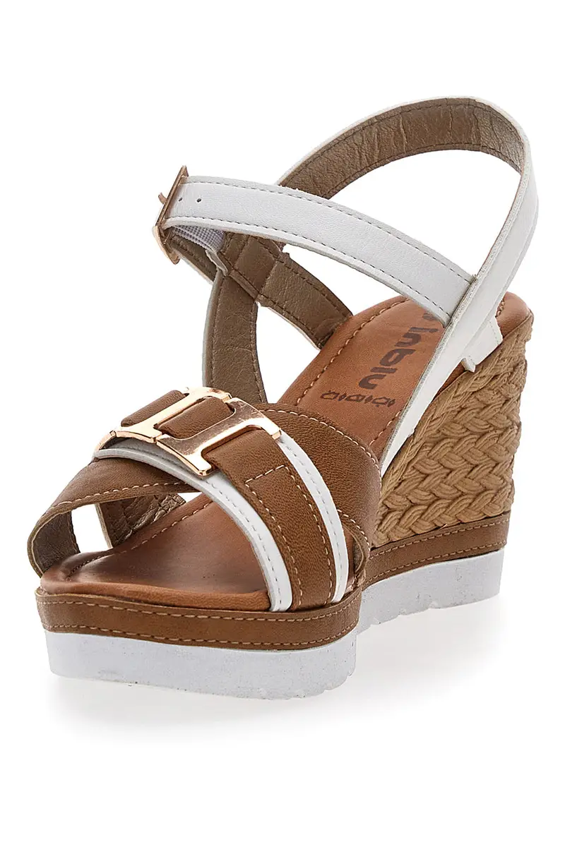 Sandali Bianchi Con Zeppa e Cinturino Alla Caviglia Inblu 39 FG miniatura 3