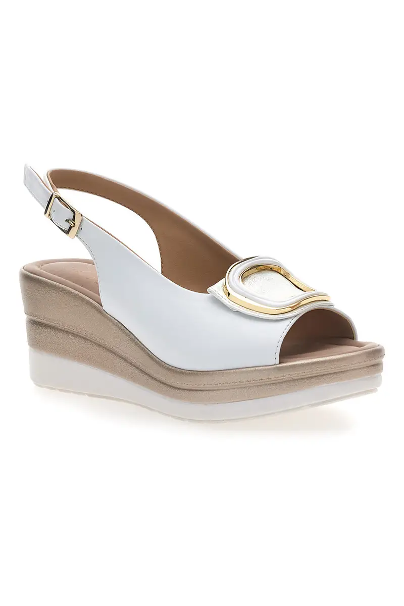 Sandali bianchi con zeppa e maxi fibbia Pittarello Look MK3197352 miniatura 2