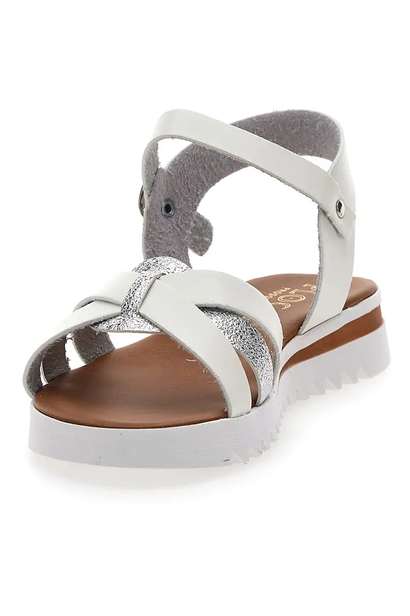 Sandali Bianchi e Argento con Fasce Incrociate e Cinturino Plocadi 003 miniatura 3