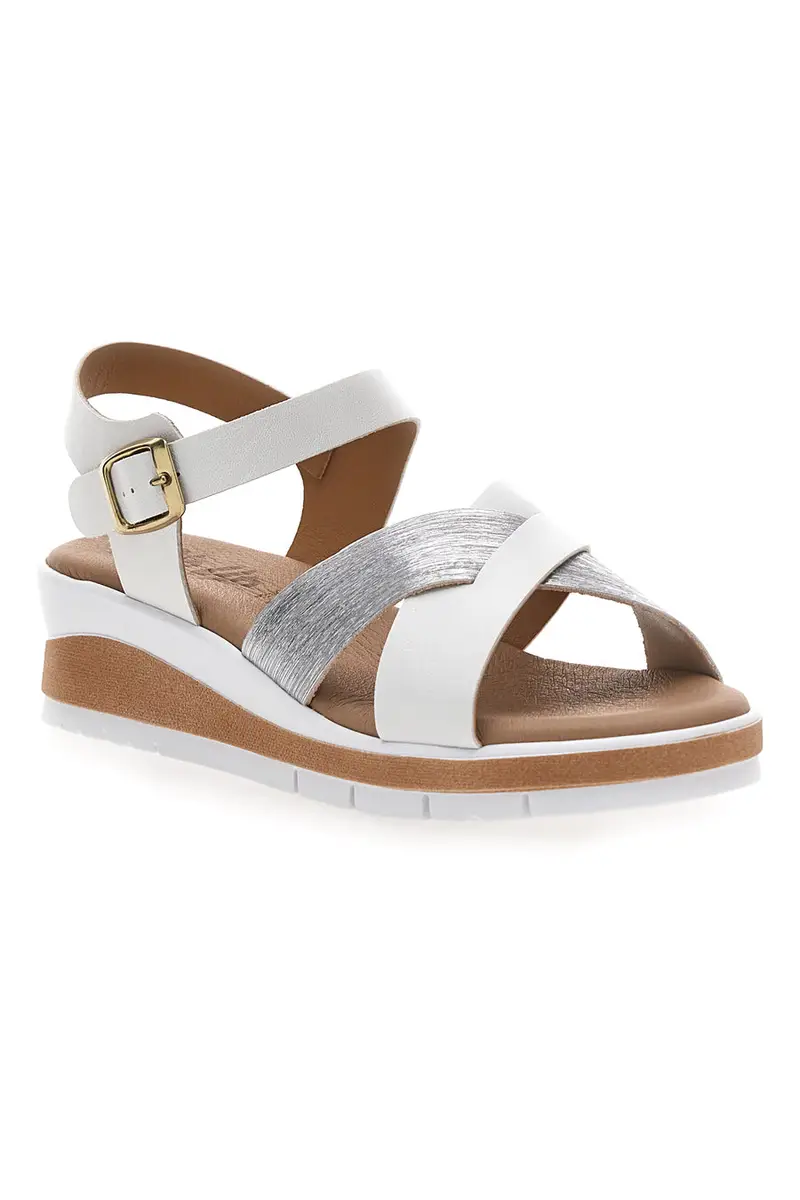 Sandali bianchi e argento con plantare comfort Bio Up 402 miniatura 2