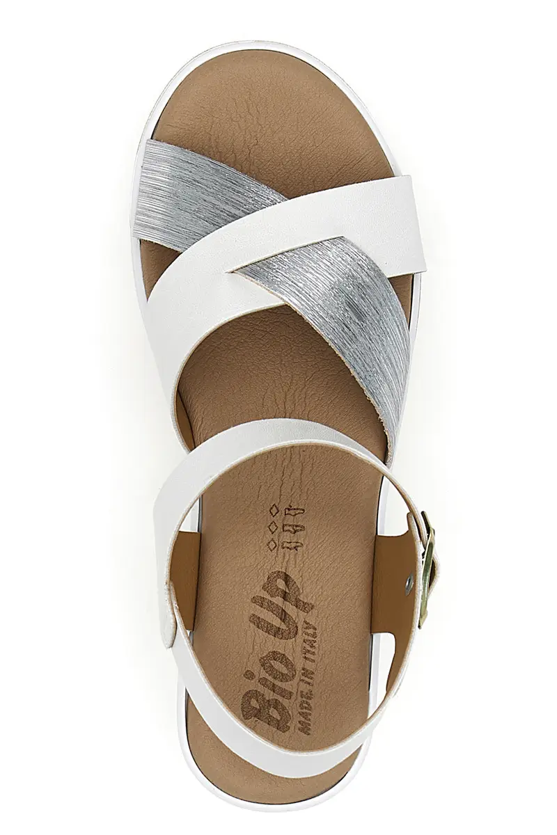 Sandali bianchi e argento con plantare comfort Bio Up 402 miniatura 3