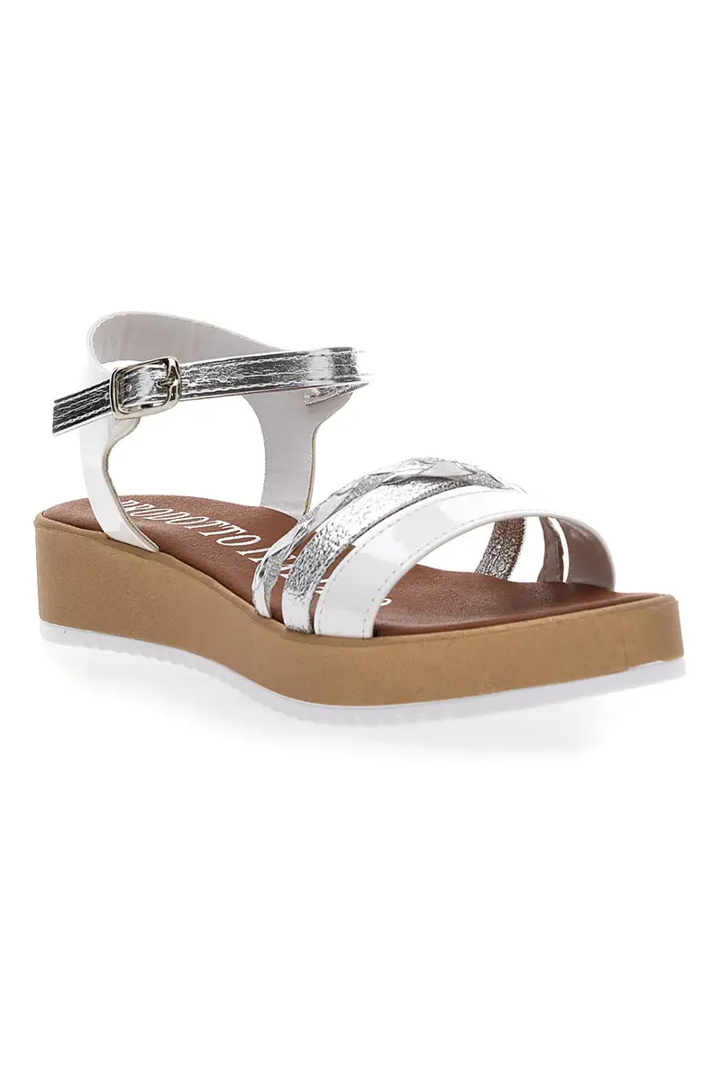 Sandali Bianchi e Argento con Platform Mio Tempo 4194 miniatura 2