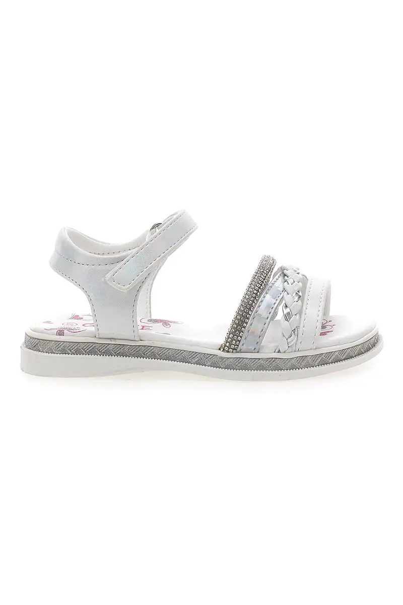 Sandali Bianchi e Argento con Velcro GRAZIE GIRL 14342