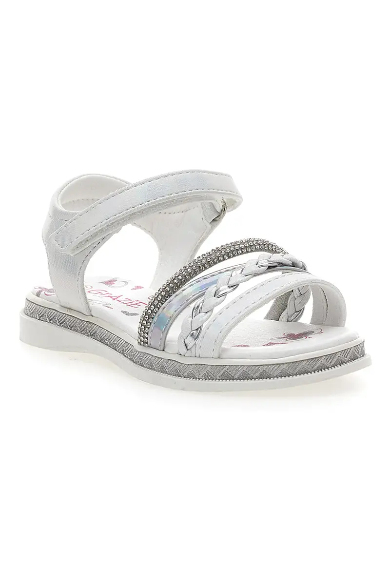 Sandali Bianchi e Argento con Velcro GRAZIE GIRL 14342 miniatura 2