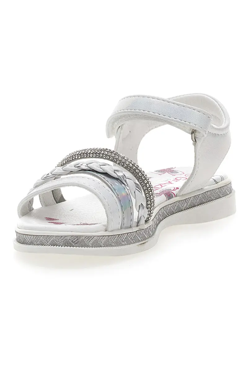 Sandali Bianchi e Argento con Velcro GRAZIE GIRL 14342 miniatura 3