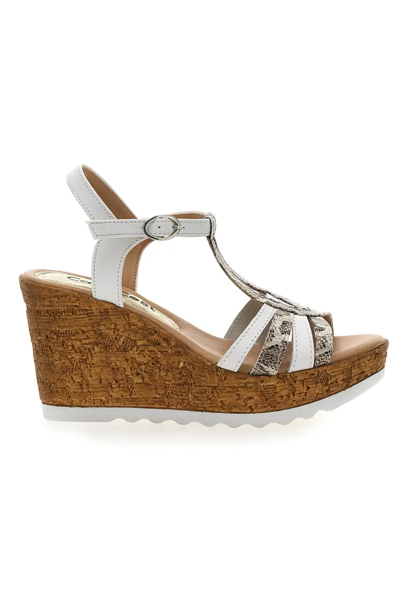 Sandali Bianchi e Fantasia Animalier con Zeppa PITTARELLO LOOK MK31241