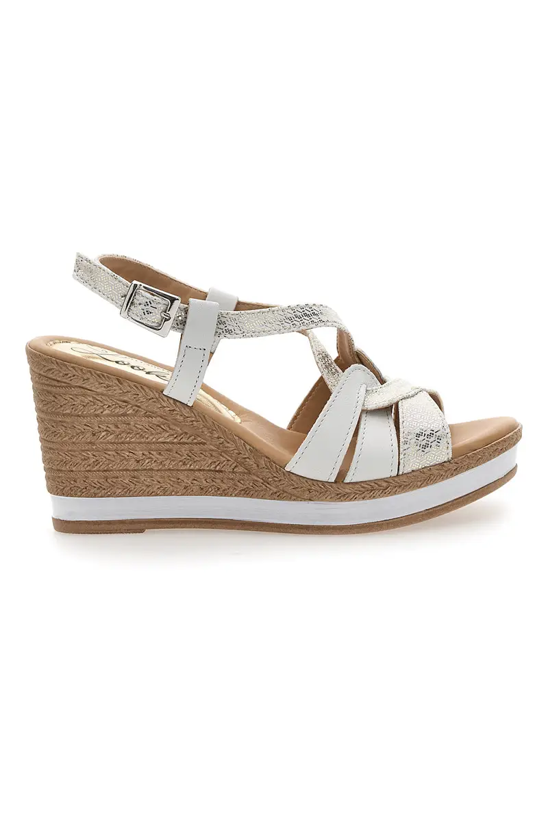 Sandali Bianchi e Platino con Zeppa 9cm PITTARELLO LOOK MK3226228