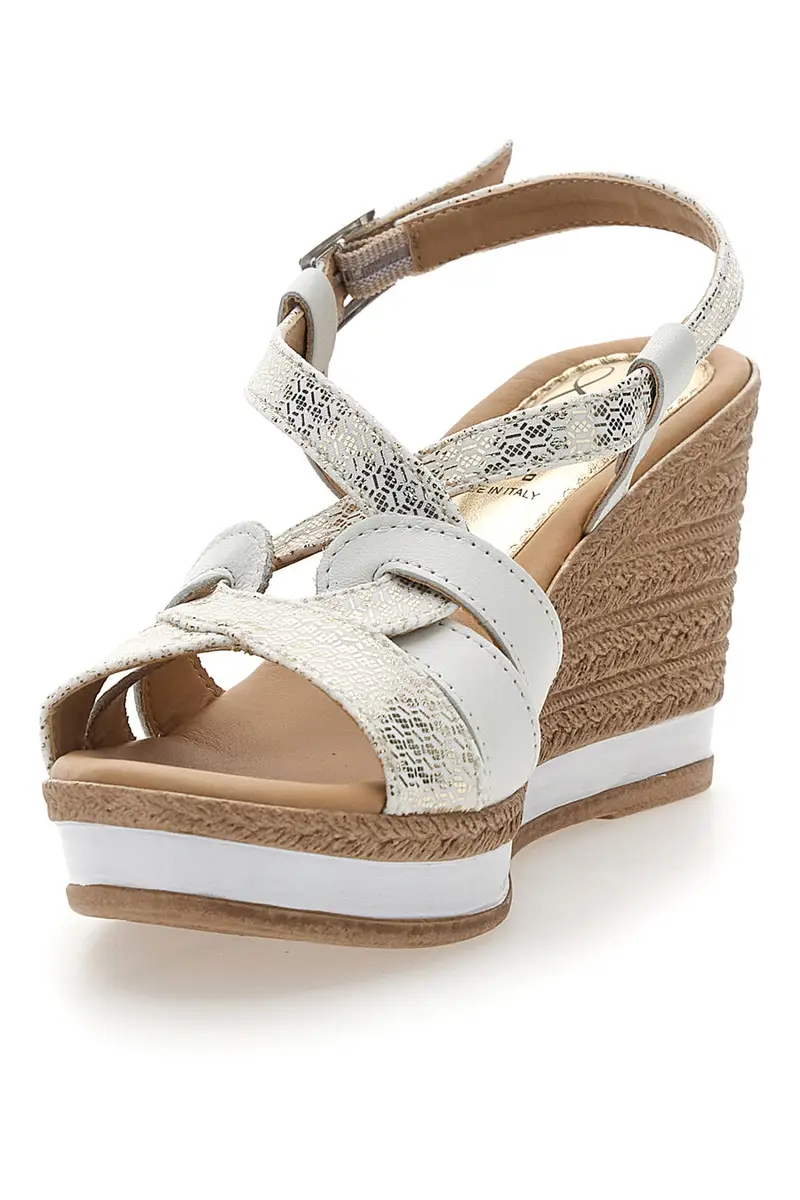 Sandali Bianchi e Platino con Zeppa 9cm PITTARELLO LOOK MK3226228 miniatura 3