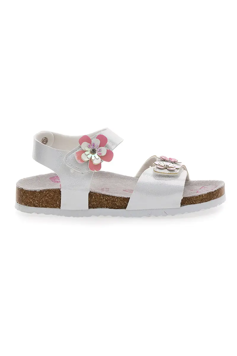 Sandali Bianchi e Rosa Con Applicazioni Floreali Pitt Kids 14417