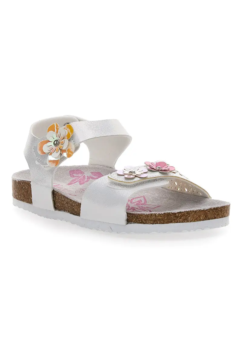Sandali Bianchi e Rosa Con Applicazioni Floreali Pitt Kids 14417 miniatura 2