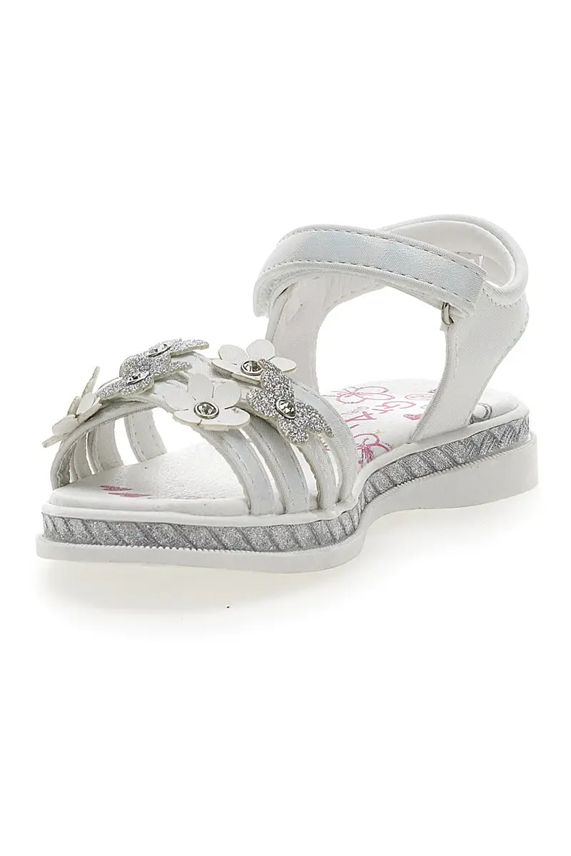 Sandali Bianchi Eleganti con Fiori e Farfalle Grazie Girl 14339 miniatura 3