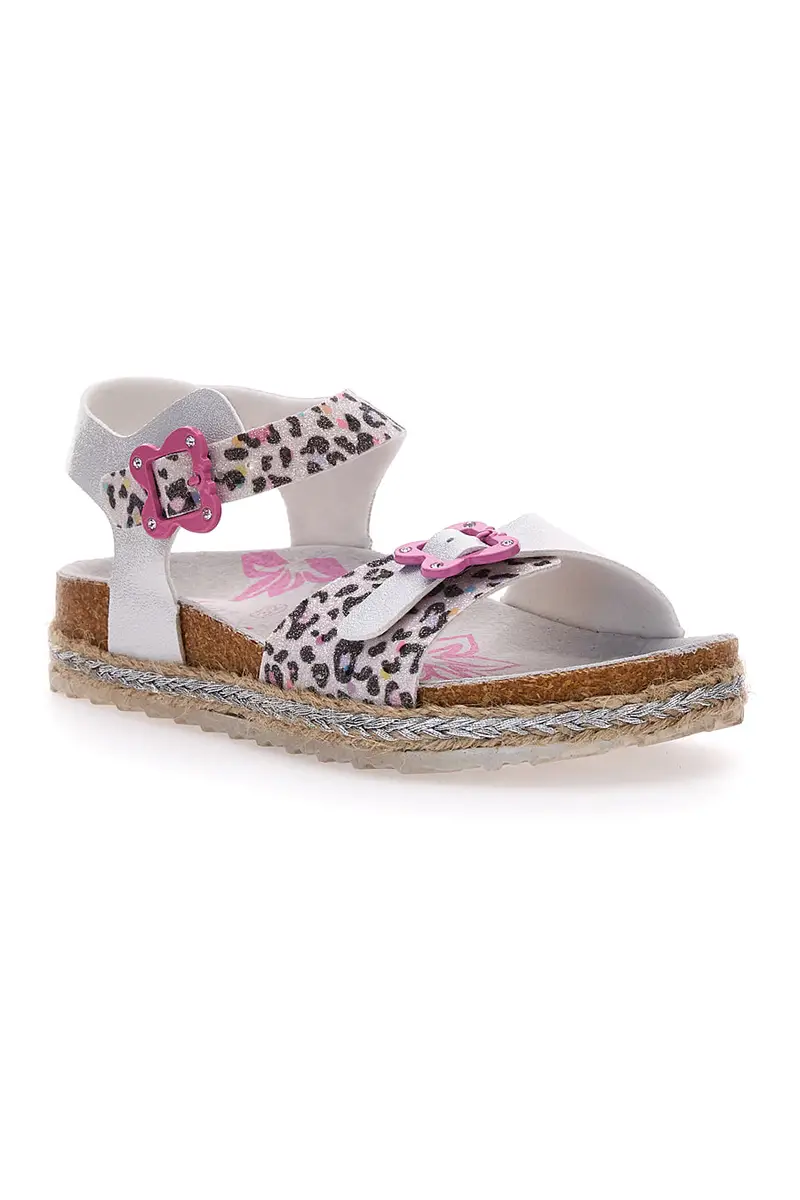 Sandali Bianchi Leopardati Con Cinturino Pitt Kids 14453 miniatura 2