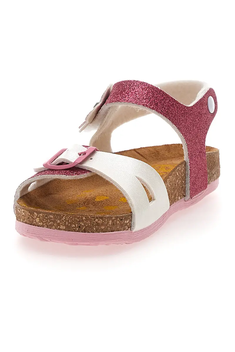 Sandali bianco e fucsia con fiore glitterato PITTARELLO BIO 257A084SR miniatura 3