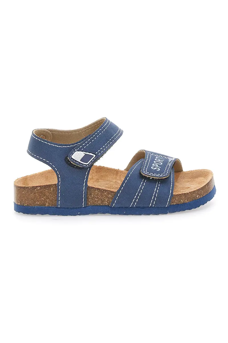 Sandali blu con chiusura a strappo e scritta SPORT Pitt Kids 14513
