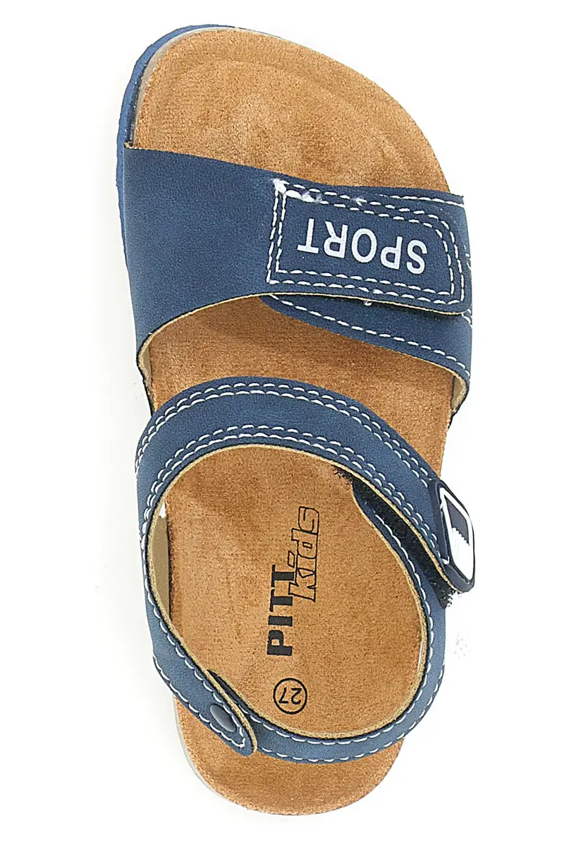 Sandali blu con chiusura a strappo e scritta SPORT Pitt Kids 14513 miniatura 3