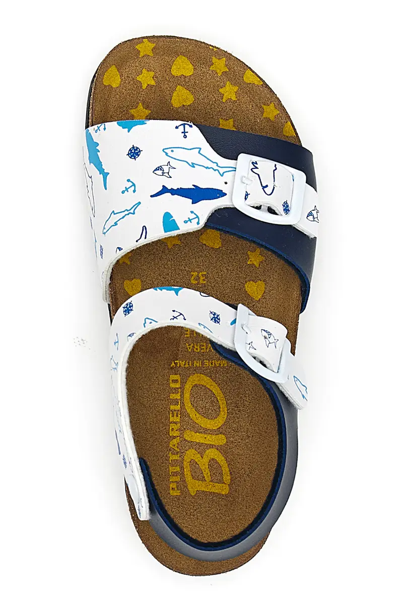 Sandali blu con cinturini stampati e plantare preformato Pittarello Bio 257A066SR miniatura 3