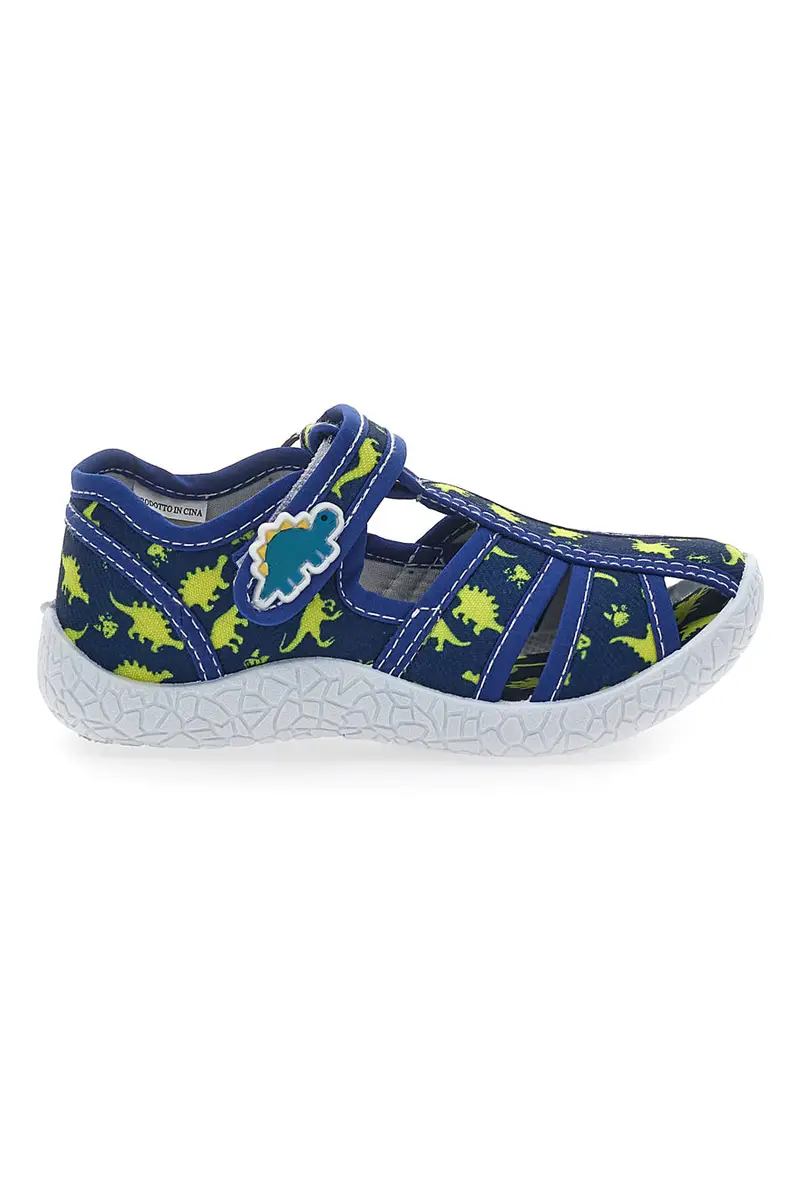 Sandali blu con dinosauri gialli punta chiusa PITT KIDS PK2492D