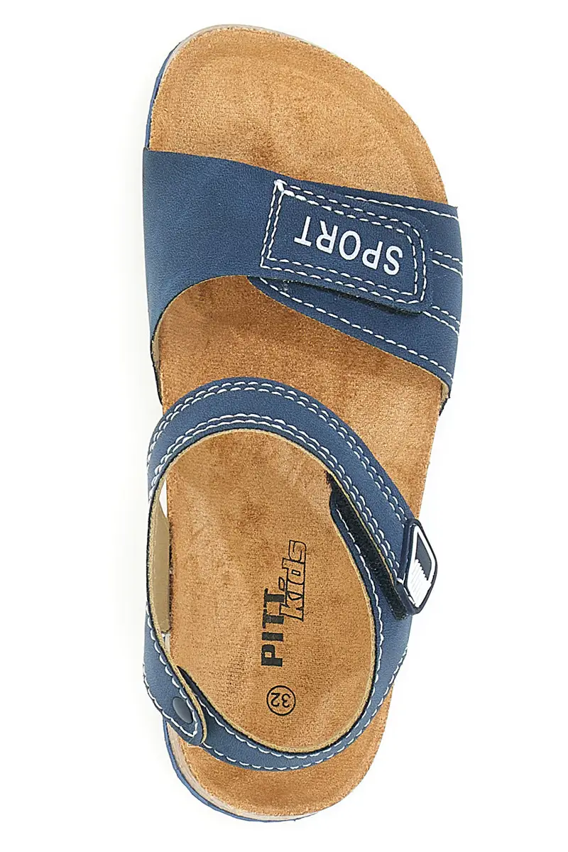 Sandali blu con doppio strappo e plantare in sughero PITT KIDS 14513 miniatura 3