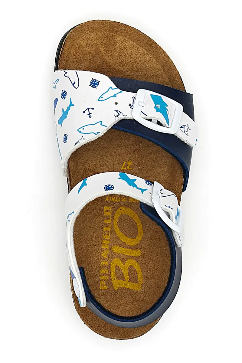 Sandali blu con fantasia marina e plantare in sughero PITTARELLO BIO 257A066SR miniatura 3