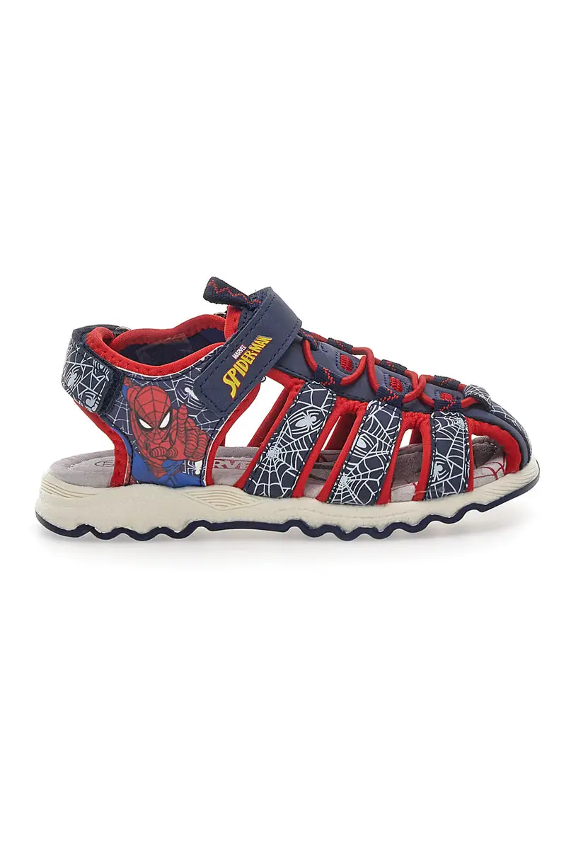 Sandali Blu con Strappo in Velcro Spiderman R1310531
