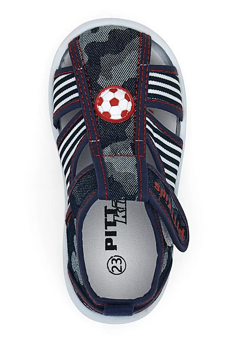 Sandali chiusi blu con righe e chiusura in velcro PITT KIDS 2242876 miniatura 3