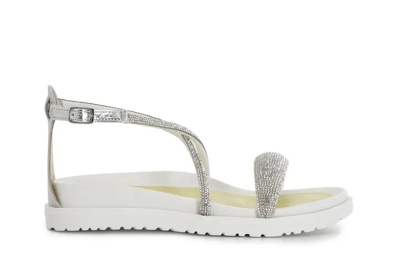 sandali chiusi sul retro e lacci con strass argento