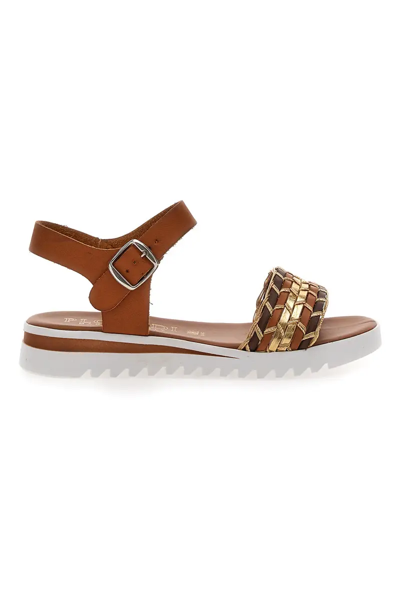 Sandali Cognac con Cinturino Prodotto Italiano Plocadi 021