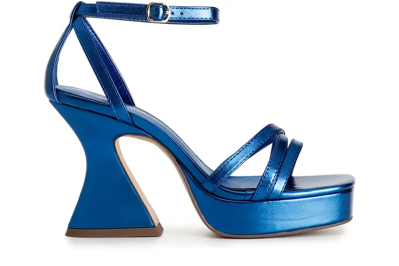 sandali con 3 fasce e elastico sul retro cobalto