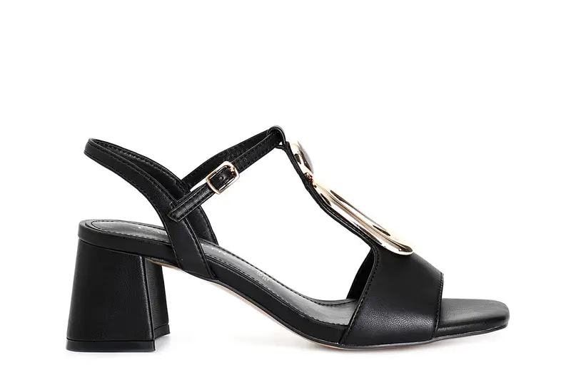 sandali con accessorio in metallo smaltato nero 37