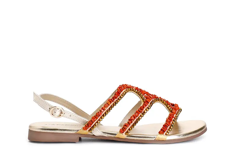sandali con applicazioni multi corallo 36