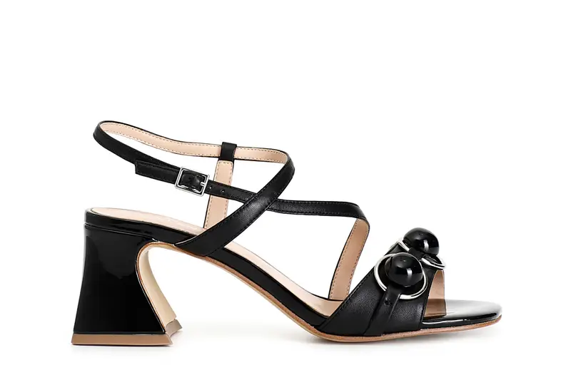 sandali con fascia in nappa e accessorio tre sfere nero 37