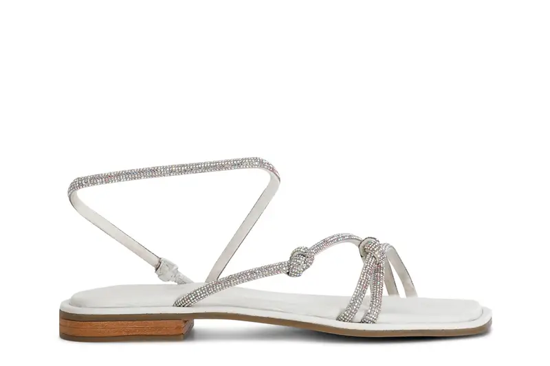 sandali con lacci in strass asimmetrico bianco