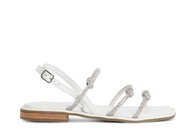 sandali con lacci in strass bianco