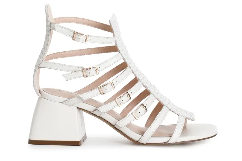 sandali con listini e intreccio in nappa osso 35