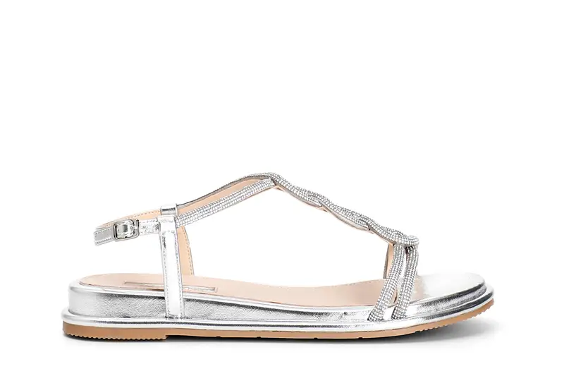 sandali con multistrass a "t" argento 40