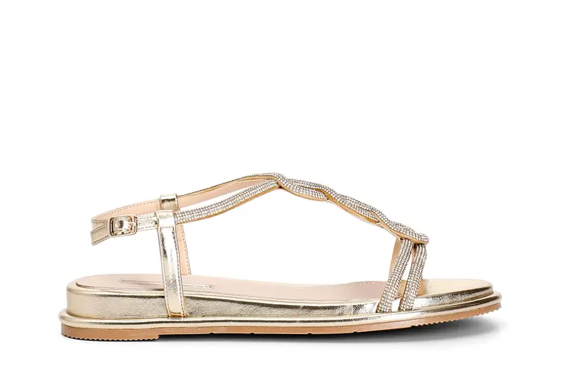 sandali con multistrass a "t" platino 37