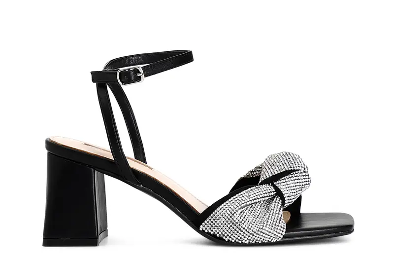 sandali con nodo in strass nero 41