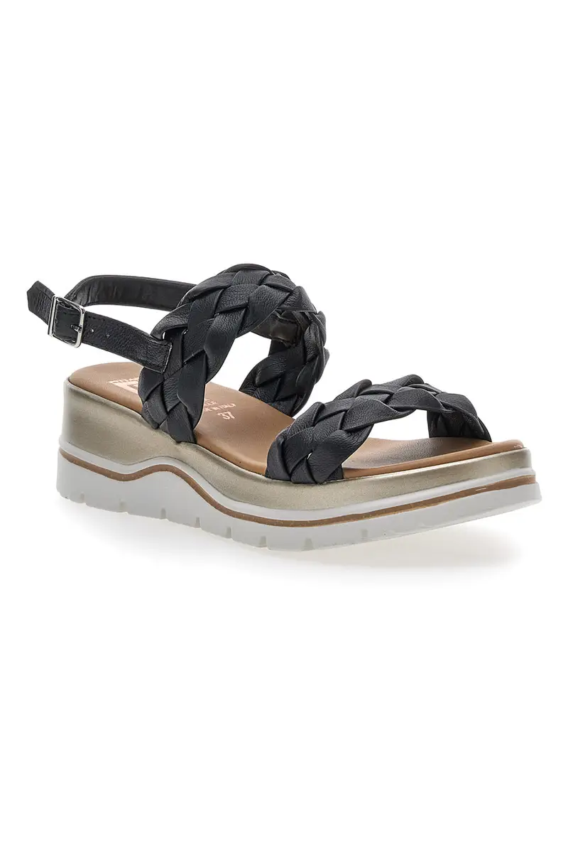 Sandali con Platform Nere Vera Pelle Pittarello Elite 81436 miniatura 2