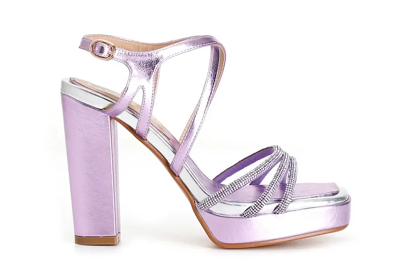 sandali con strass lilla