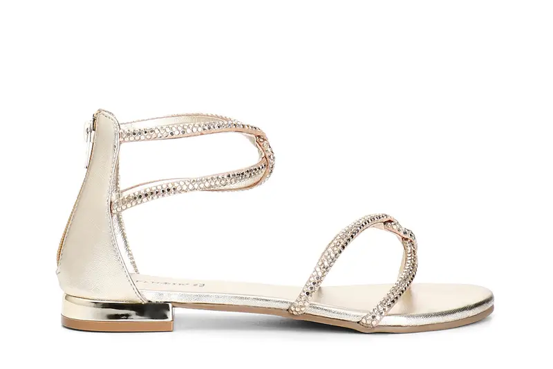 sandali con strass termosaldati oro 36