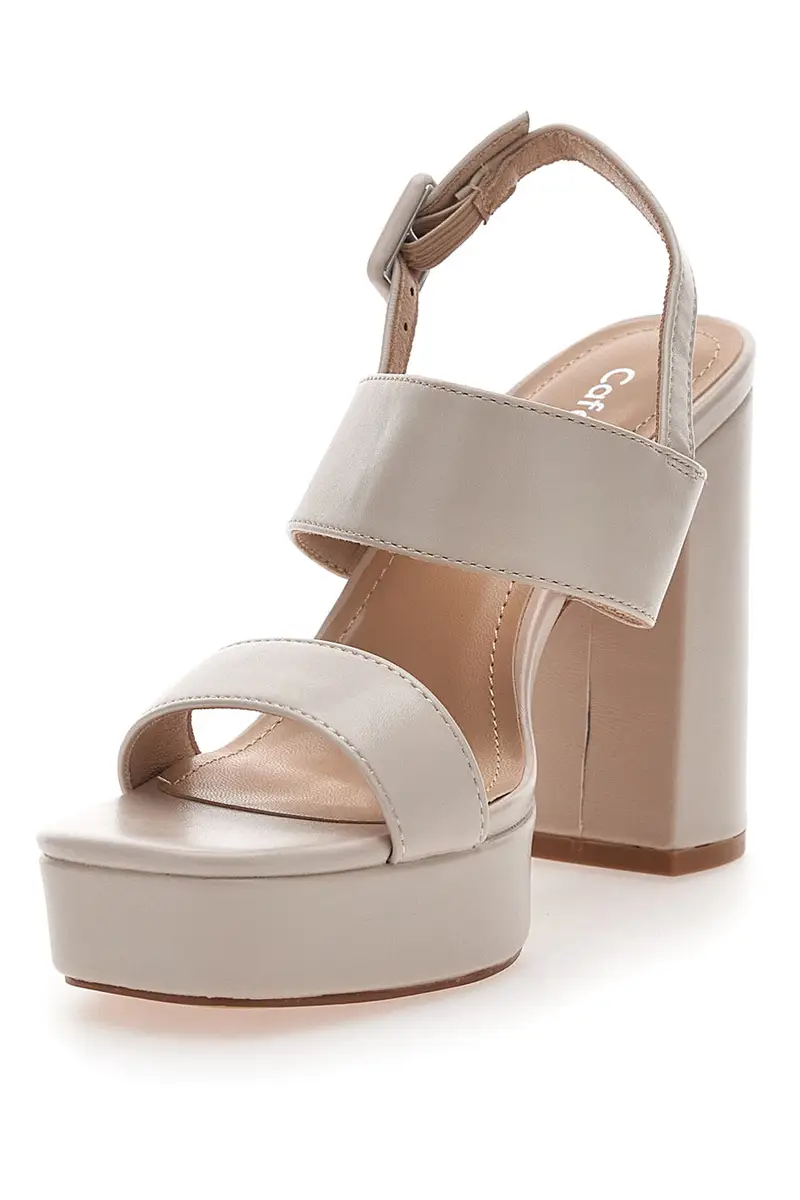 CAFE' COST Sandali con tacco Beige 1950024 miniatura 3