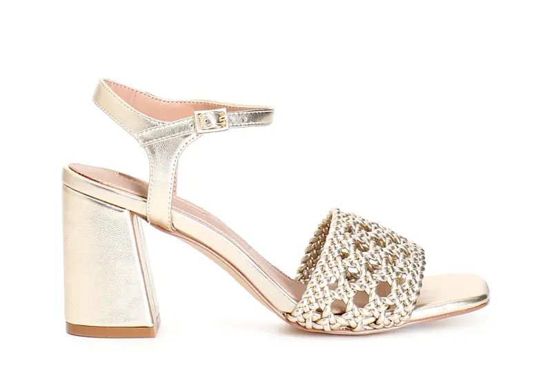sandali con tomaia traforata platino 39