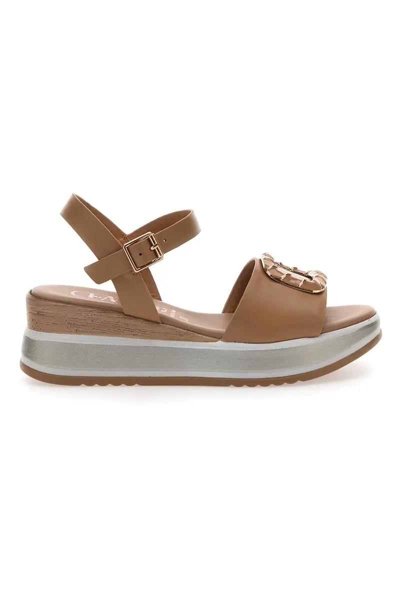 Sandali con zeppa camel Pittarello Class 19236