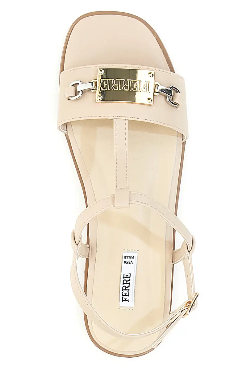 Sandali Crema Flat con Dettaglio Catena Ferre' F251 miniatura 3