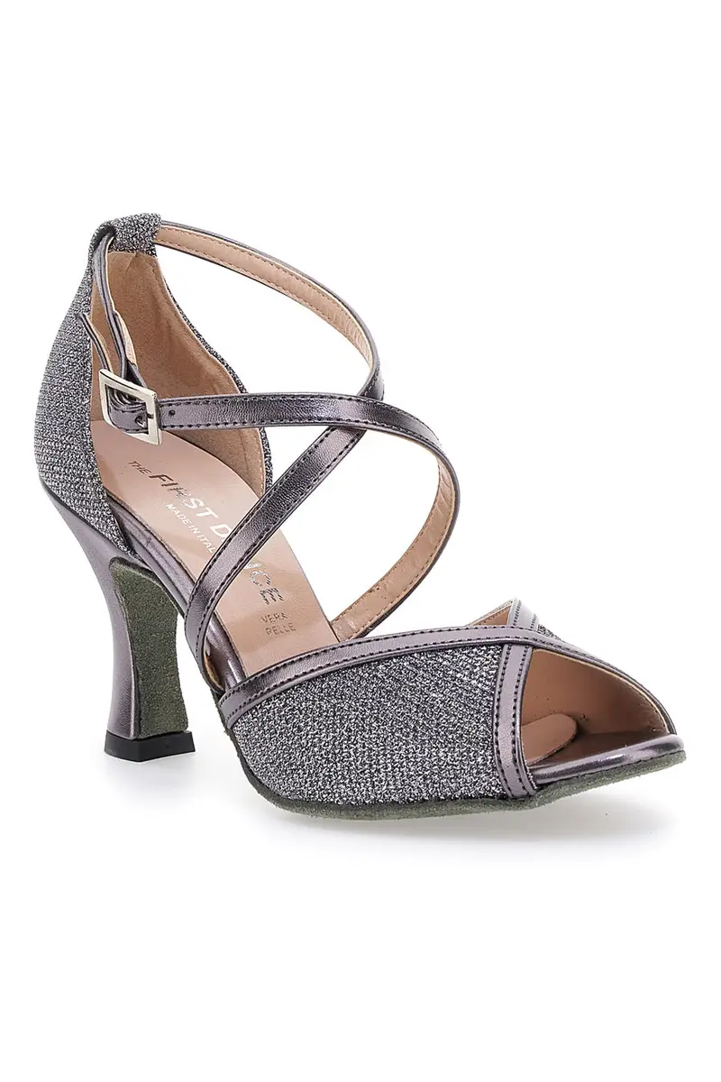 Sandali da Ballo Antracite Con Suola In Vera Pelle The First Dance 4927 miniatura 2