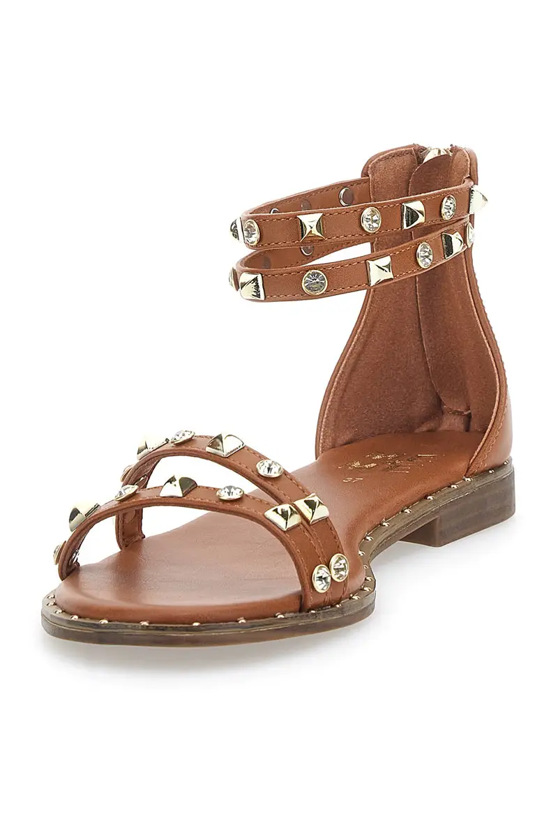 Sandali da Donna Con Borchie Marrone Me & Me 2535 miniatura 3